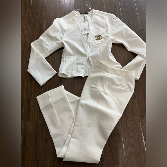 Zara two piecespant cream and corset top
